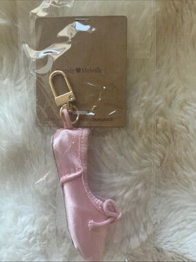 Pink Satin Ballet Shoe Keychain